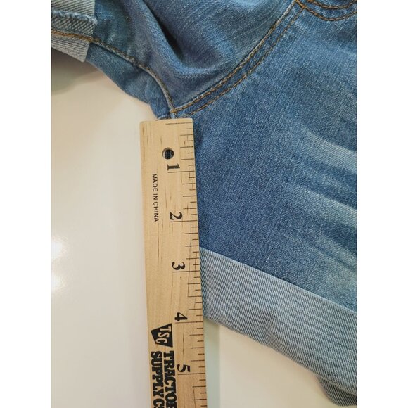 Denim Overall Shorts Distressed Ripped Chocolate USA L Adjustable Straps Pockets - Picture 6 of 8